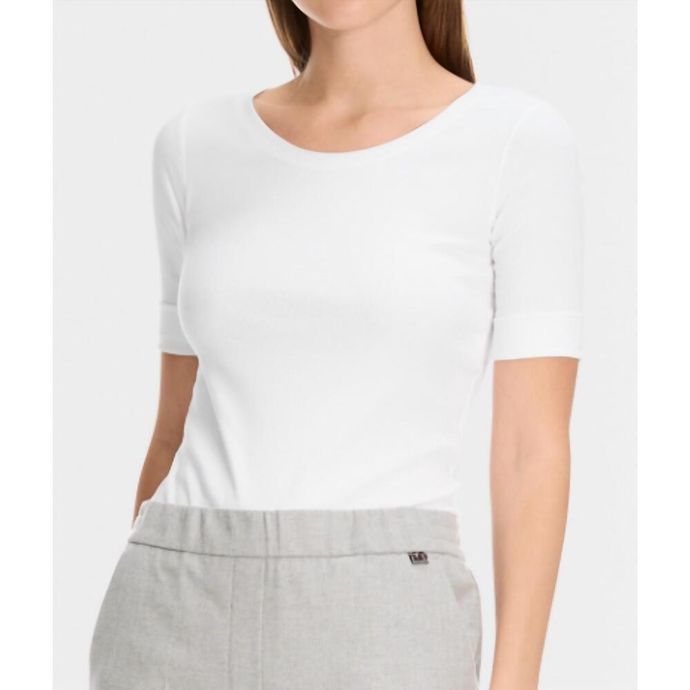 NEW MARC CAIN round-collar shirt with short sleeves in white